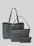 Guess Handtasche mit Label-Applikation Modell 'ECO BRENTON' in Anthraz...