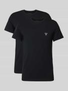 Guess T-Shirt mit Label-Print Modell 'CALEB' in Black, Größe L