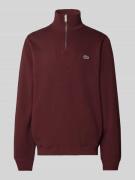 Lacoste Strickpullover mit Stehkragen in Bordeaux, Größe L