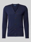 POLO RALPH LAUREN Wollcardigan mit Logo-Stitching in Marine, Größe S