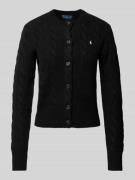 POLO RALPH LAUREN Wollcardigan mit Zopfmuster in Black, Größe XS