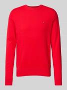 Tommy Hilfiger Strickpullover mit Logo-Stitching Modell 'PIMA' in Rot,...