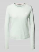 Tommy Hilfiger Strickpullover mit Logo-Stitching in Mint, Größe L