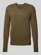 Tommy Hilfiger Strickpullover mit Logo-Stitching Modell 'PIMA' in Oliv...