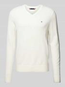 Tommy Hilfiger Strickpullover mit Logo-Stitching Modell 'PIMA' in Offw...