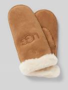 UGG Handschuhe aus Schafsfell mit Label-Stitching in Camel, Größe L/XL