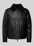 CK Calvin Klein Lederjacke mit Teddyfutter Modell 'SHEARLING' in Black...