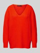 Oui Strickpullover mit U-Boot-Ausschnitt in Rot, Größe 34