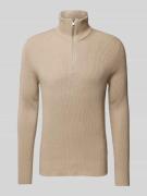 Jack & Jones Strickpullover mit Troyer-Kragen Modell 'PERFECT' in Beig...