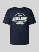 Jack & Jones T-Shirt mit Label-Print Modell 'ELOGO' in Marine, Größe S