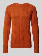 Lindbergh Strickpullover mit Zoopfmuster in Orange, Größe L