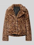 Vero Moda Cropped Kunstpelzjacke mit Animal-Print Modell 'LISSY' in Sc...