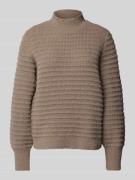 Vila Strickpullover mit Stehkragen Modell 'TERRA' in Taupe, Größe L