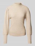 Only Strickpullover mit Stehkragen Modell 'KATIA' in Beige Melange, Gr...