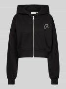 Calvin Klein Jeans Sweatjacke mit Logo-Stitching in Black, Größe L