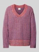 ICHI Strickpullover mit abgerundetem V-Ausschnitt Modell 'NOVO' in Ora...