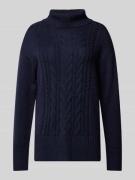 Tom Tailor Rollkragenpullover mit Zopfmuster in Dunkelblau Melange, Gr...