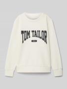 Tom Tailor Sweatshirt mit Label-Schriftzug in Ecru, Größe 140