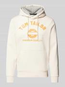 Tom Tailor Regular Fit Hoodie aus Baumwoll-Mix mit Logo Print in Offwh...