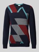 Tom Tailor Regular Fit Strickpullover mit Wollanteil und mehrfarbigem,...