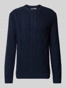 Tom Tailor Regular Fit Strickpullover mit Zopfmuster und gerippten Abs...