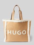 HUGO Tote Bag mit Teddyfell-Besatz Modell 'Becky' in Beige, Größe 1