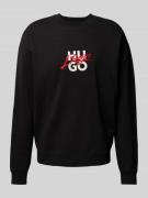 HUGO Sweatshirt mit Label-Print und -Stitching Modell 'Dlogonty' in Bl...