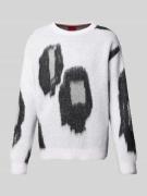 HUGO Strickpullover mit Rundhalsausschnitt Modell 'Seo' in Offwhite, G...