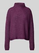 HUGO Strickpullover mit Stehkragen Modell 'Safineynny' in Aubergine, G...