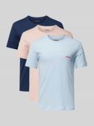 HUGO Regular Fit T-Shirt mit Label-Print im 3er-Pack in Rosa, Größe L