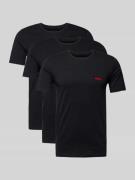 HUGO Regular Fit T-Shirt mit Label-Print im 3er-Pack in Black, Größe L