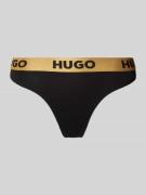 HUGO String mit elastischem Logo-Bund in Gold, Größe L