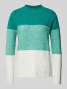 TOM TAILOR DENIM Regular Fit Strickpullover mit Colour Blocking in Gru...