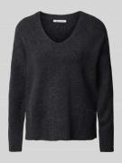 TOM TAILOR DENIM Relaxed Fit Strickpullover mit V-Ausschnitt in Anthra...