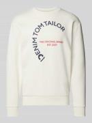 TOM TAILOR DENIM Sweatshirt mit Logo-Print in Beige, Größe L