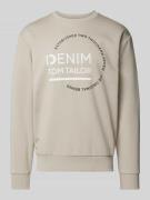 TOM TAILOR DENIM Sweatshirt mit Logo-Print in Hellgrau, Größe L