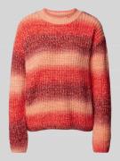 More & More Strickpullover mit geripptem Rundhalsausschnitt in Rot, Gr...