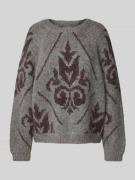 MOS MOSH Strickpullover aus Alpaka-Mix Modell 'Daya' in Mittelgrau, Gr...