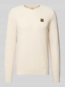 PME Legend Strickpullover mit Label-Patch in Offwhite, Größe 3XL