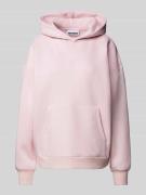 Review Hoodie mit Label-Stitching und Känguru-Tasche in Rose, Größe L