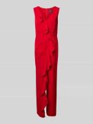 Adrianna Papell Jumpsuit mit Volants und V-Ausschnitt in Rot, Größe 36