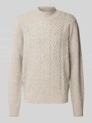 Fynch-Hatton Wollpullover mit Zopfmuster und Alpaka-Anteil in Offwhite...