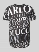 CARLO COLUCCI T-Shirt mit geripptem Rundhalsausschnitt in Black, Größe...