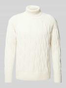 SELECTED HOMME Strickpullover mit Rollkragen Modell 'CALLO' in Offwhit...