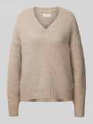 Fynch-Hatton Strickpullover aus Woll-Mix  mit V-Ausschnitt in Beige Me...