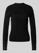 Liu Jo White Strickpullover mit Stehkragen in Black, Größe L