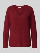 s.Oliver RED LABEL Pullover mit Rippstruktur und V-Ausschnitt in Rot, ...