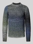 Blend Strickpullover mit gerippten Abschlüssen in Marine, Größe L