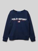 Polo Sport Sweatshirt mit Label-Print in Marine, Größe L