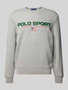 Polo Sport Sweatshirt mit Label-Stitching in Hellgrau Melange, Größe L